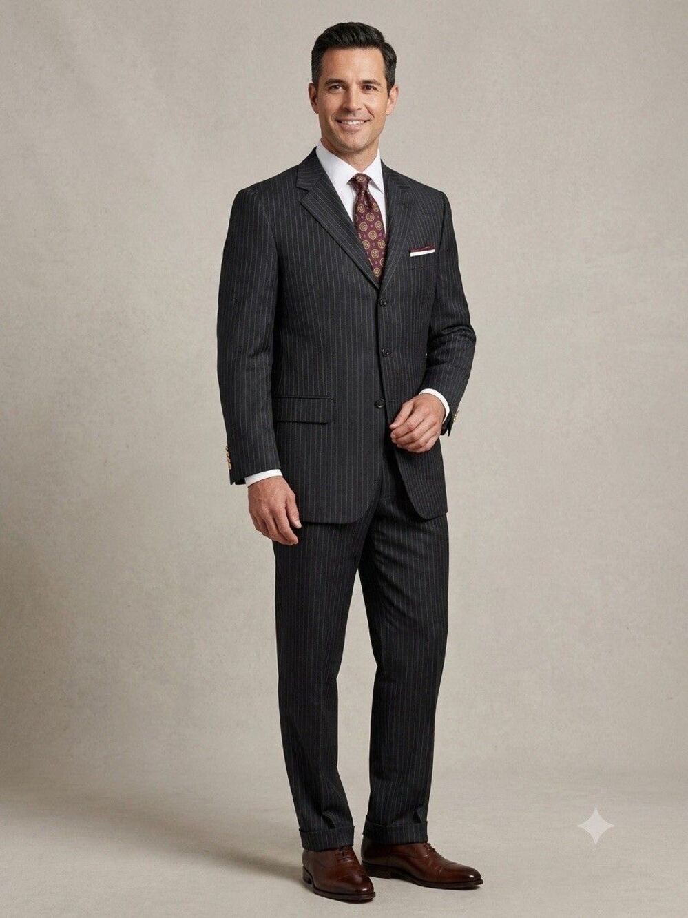 RMB Clothiers Loro Piana Super 130s Wool Mens Pinstripe Suit 42R Custom 2pc